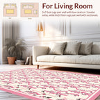 Pink Botanical Swirls Pattern Rug