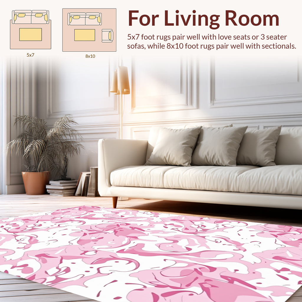Pink Abstract Organic Flow Pattern Rug