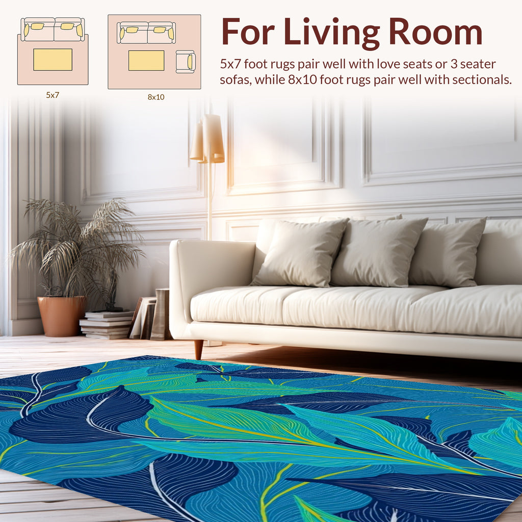 Tropical Leaf Pattern Rug