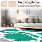 Teal Tropical Leaf Pattern Rug