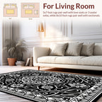 Black White Floral Patterned Rug
