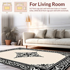 Classic Black and White Ornate Design Rug