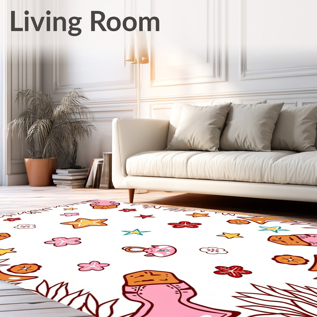 Pink and Orange Whimsical Cookie Stars Rug