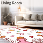Pink and Orange Whimsical Cookie Stars Rug