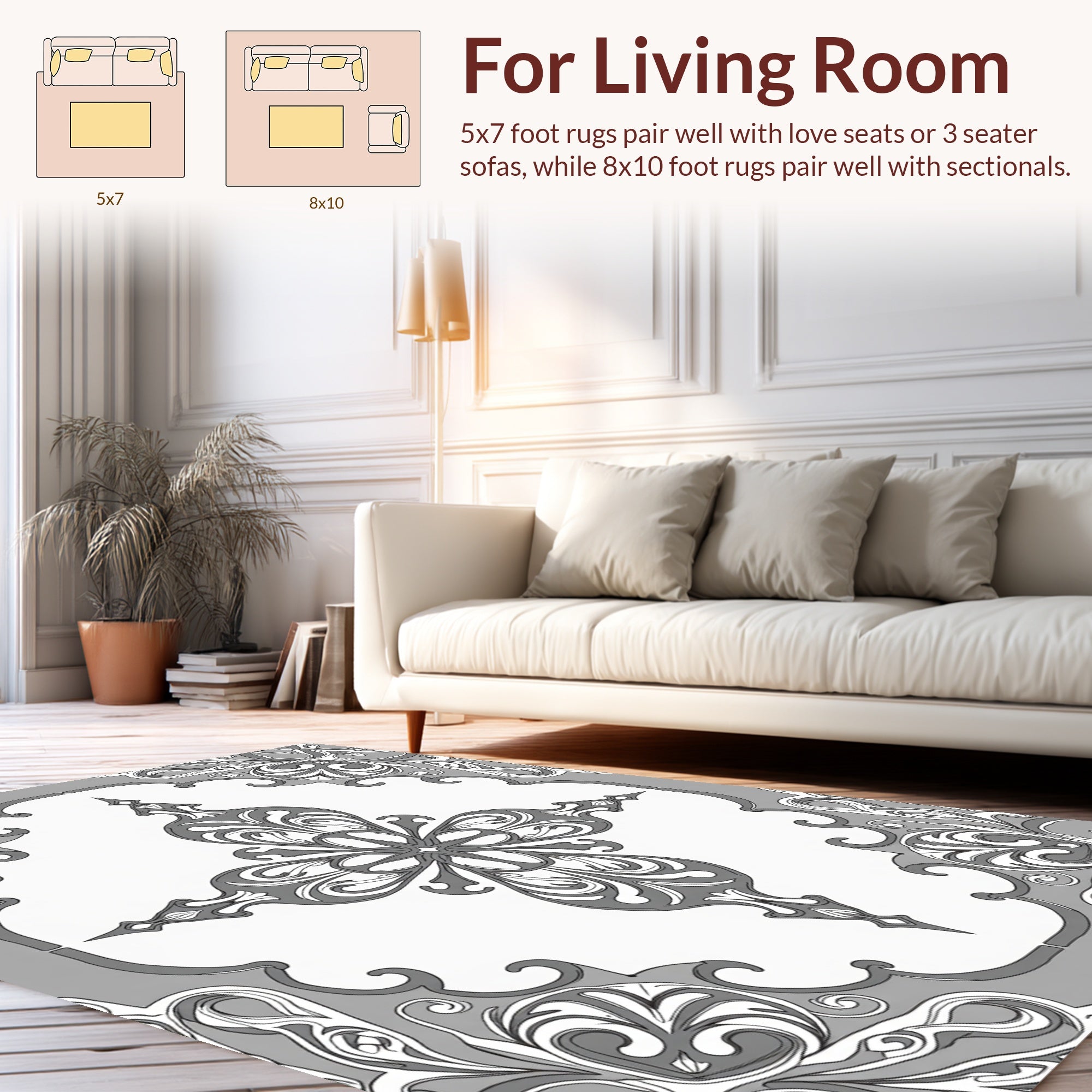 Intricate Floral Inspired Ornate Pattern Rug