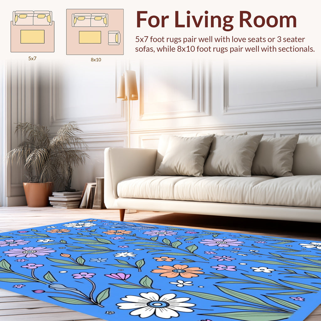Vibrant Floral Meadow Patterned Rug