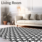 Abstract Black White Geometric Pattern Rug