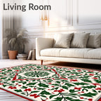 Victorian Holly Berry Botanical Mandala Rug
