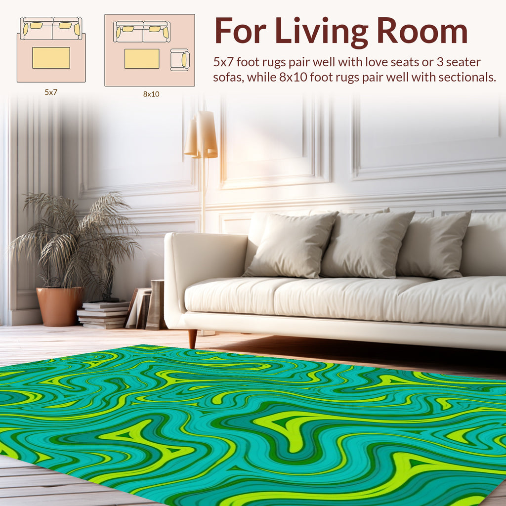 Turquoise Lime Swirl Pattern Rug