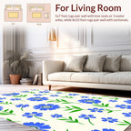 Blue Floral Botanical Pattern Rug