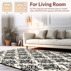 Black Cream Classic Floral Pattern Rug