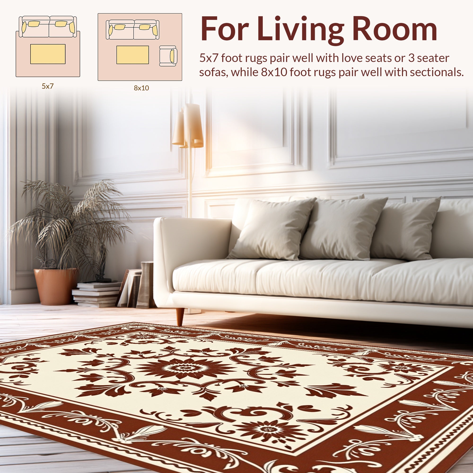 Classic Floral Scrollwork Repeating Pattern Rug