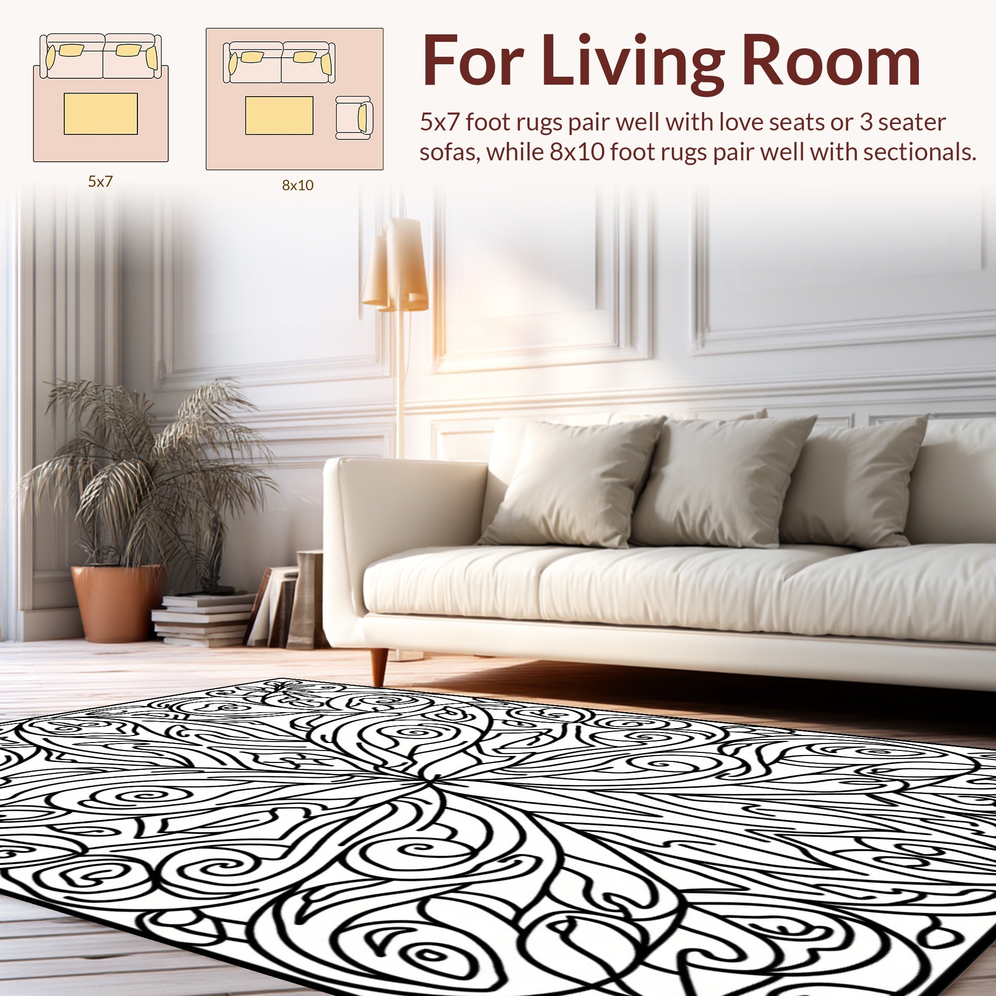 Intricate Swirl Floral Art Pattern Rug