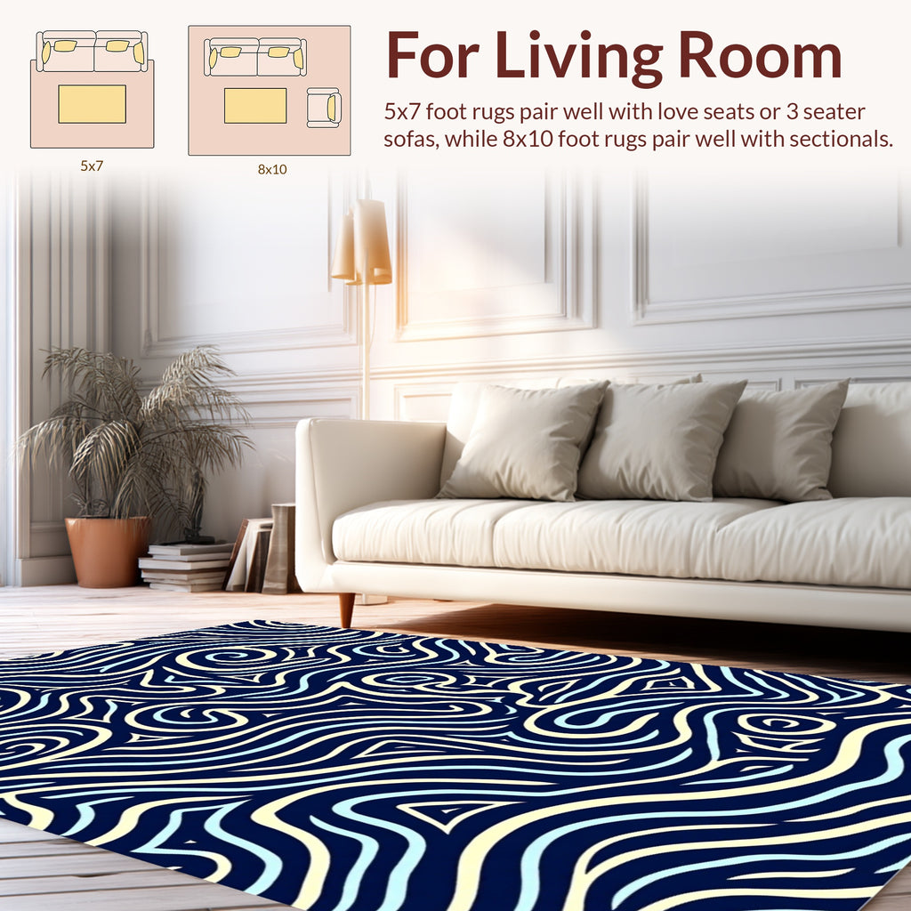 Abstract Swirls Wavy Lines Pattern Rug