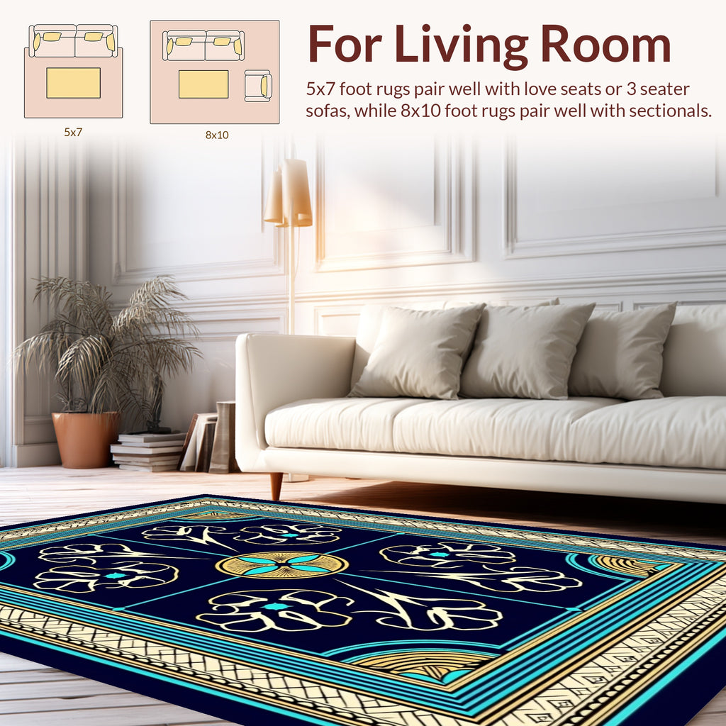 Classic Floral Geometric Patterned Rug