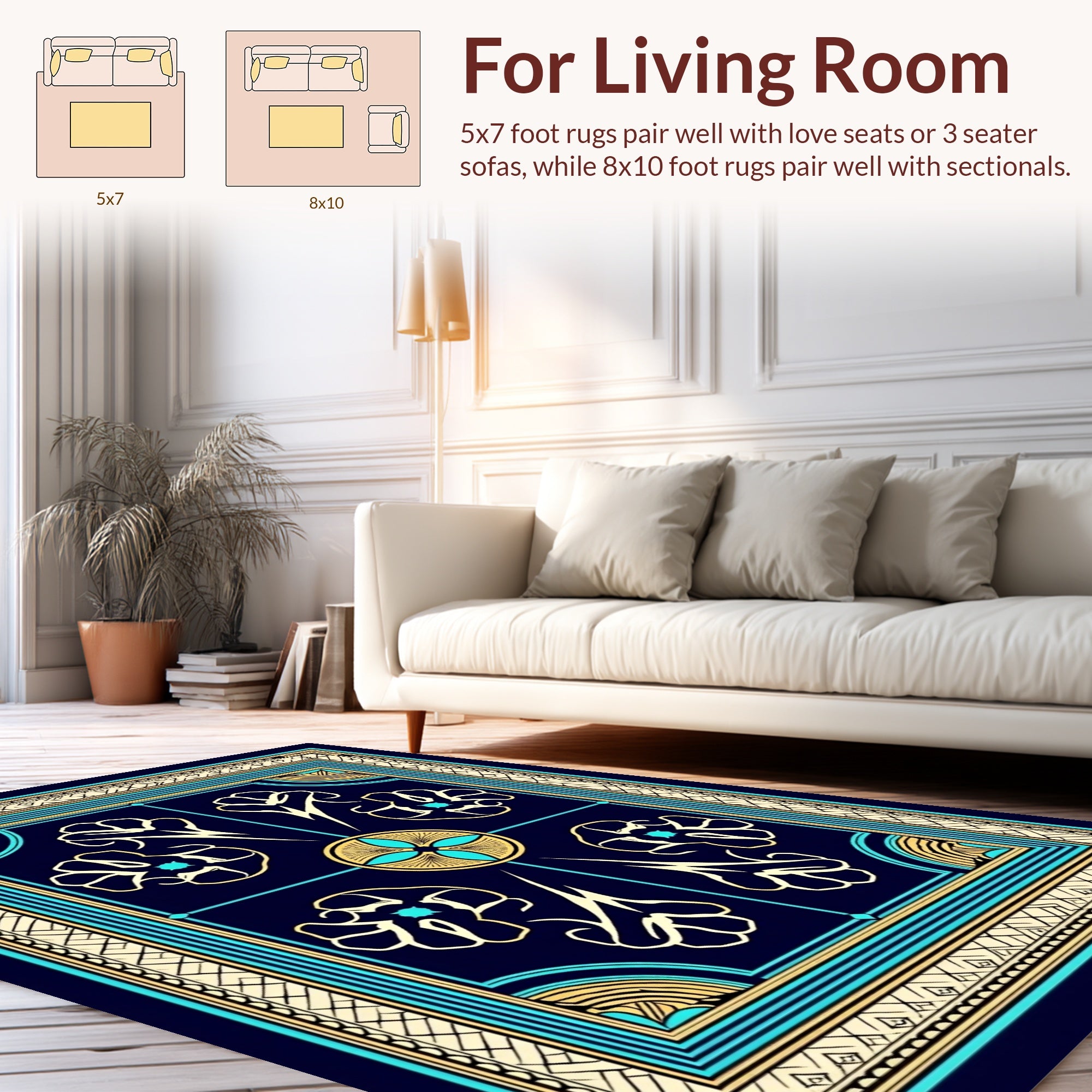 Classic Floral Geometric Patterned Rug