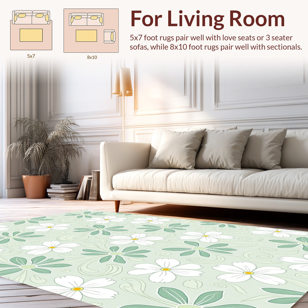 Pastel Floral And Swirl Pattern Rug