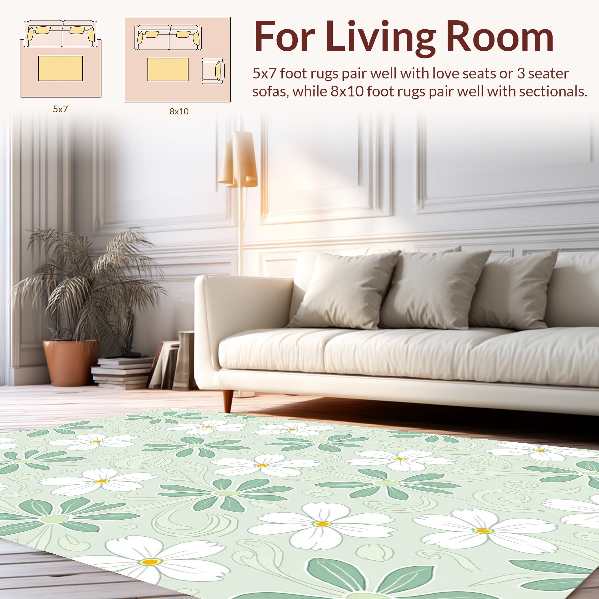 Pastel Floral And Swirl Pattern Rug