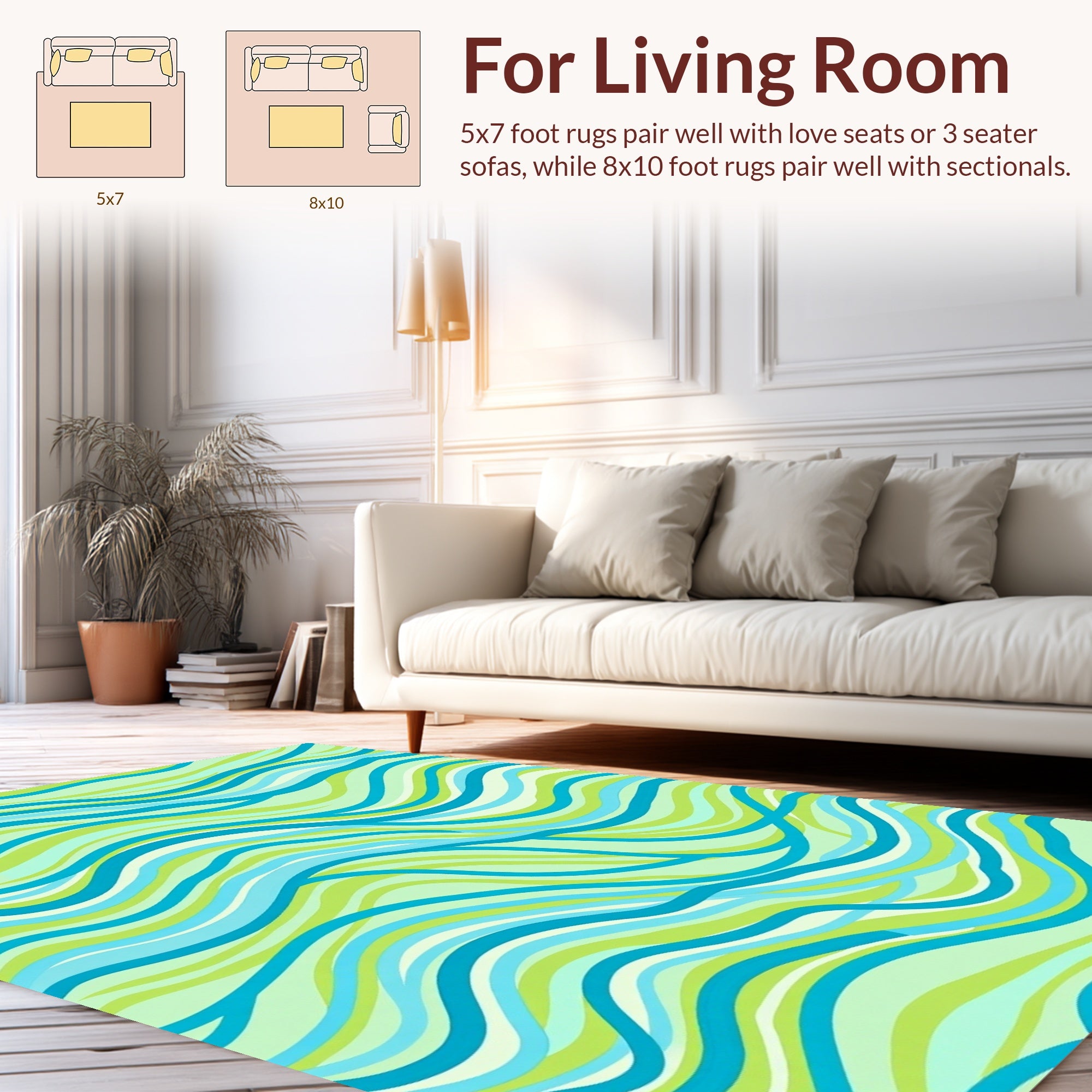 Ocean Waves Pattern Rug