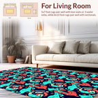 Bold Aqua And Coral Swirl Pattern Rug