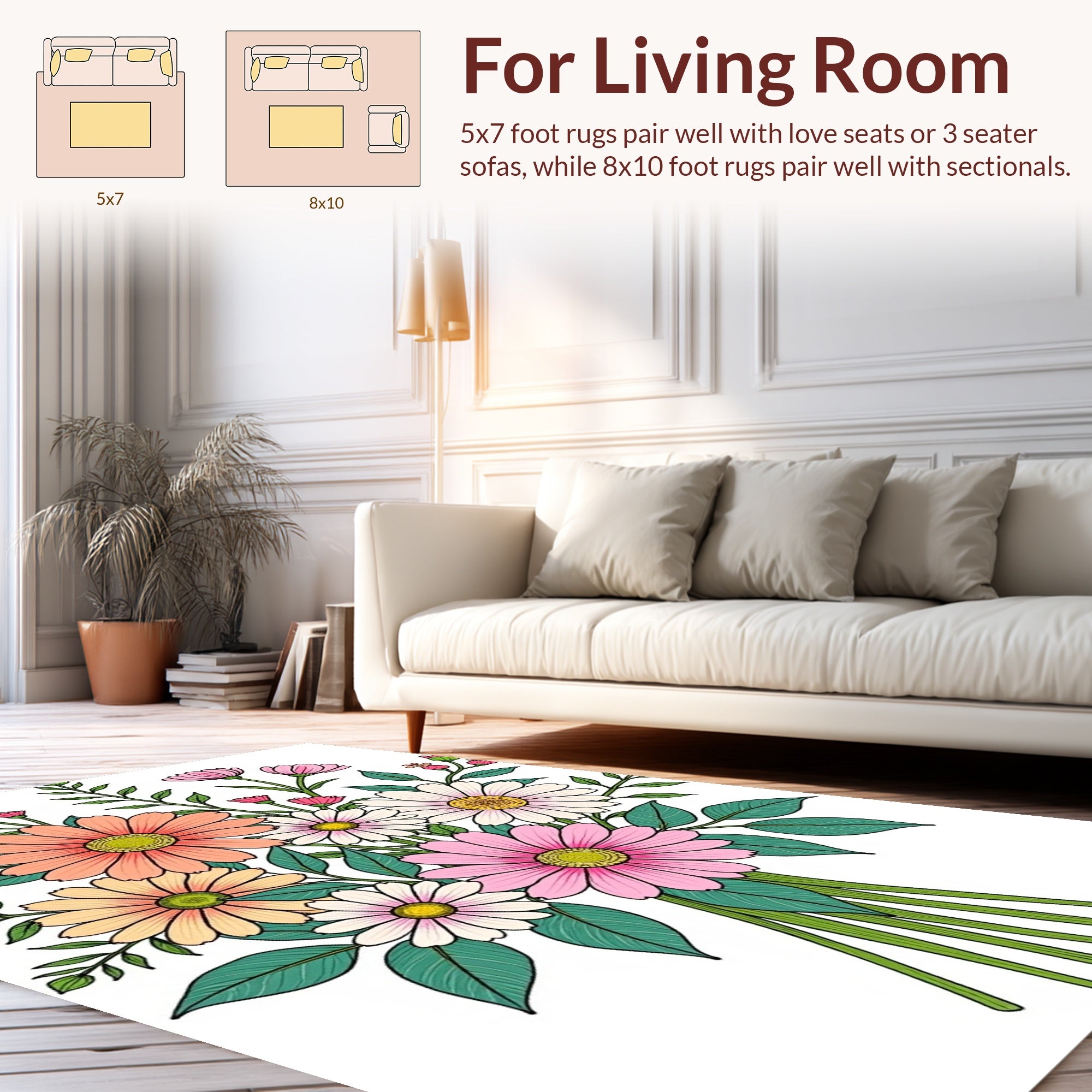 Vibrant Floral Pattern Arrangement Rug