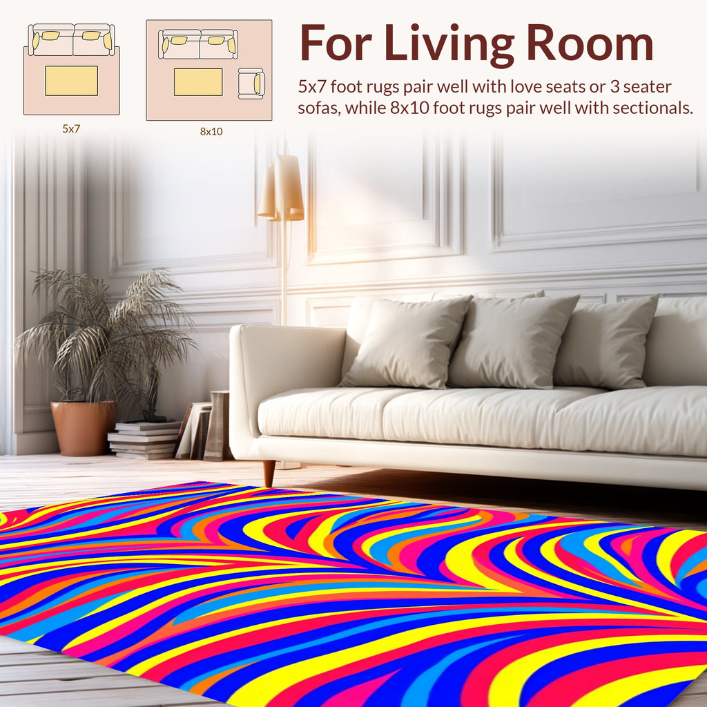 Vibrant Wave Pattern Design Rug