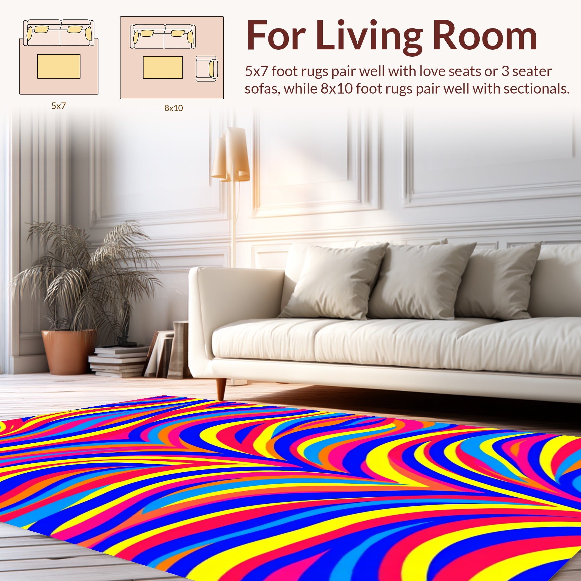 Vibrant Wave Pattern Design Rug