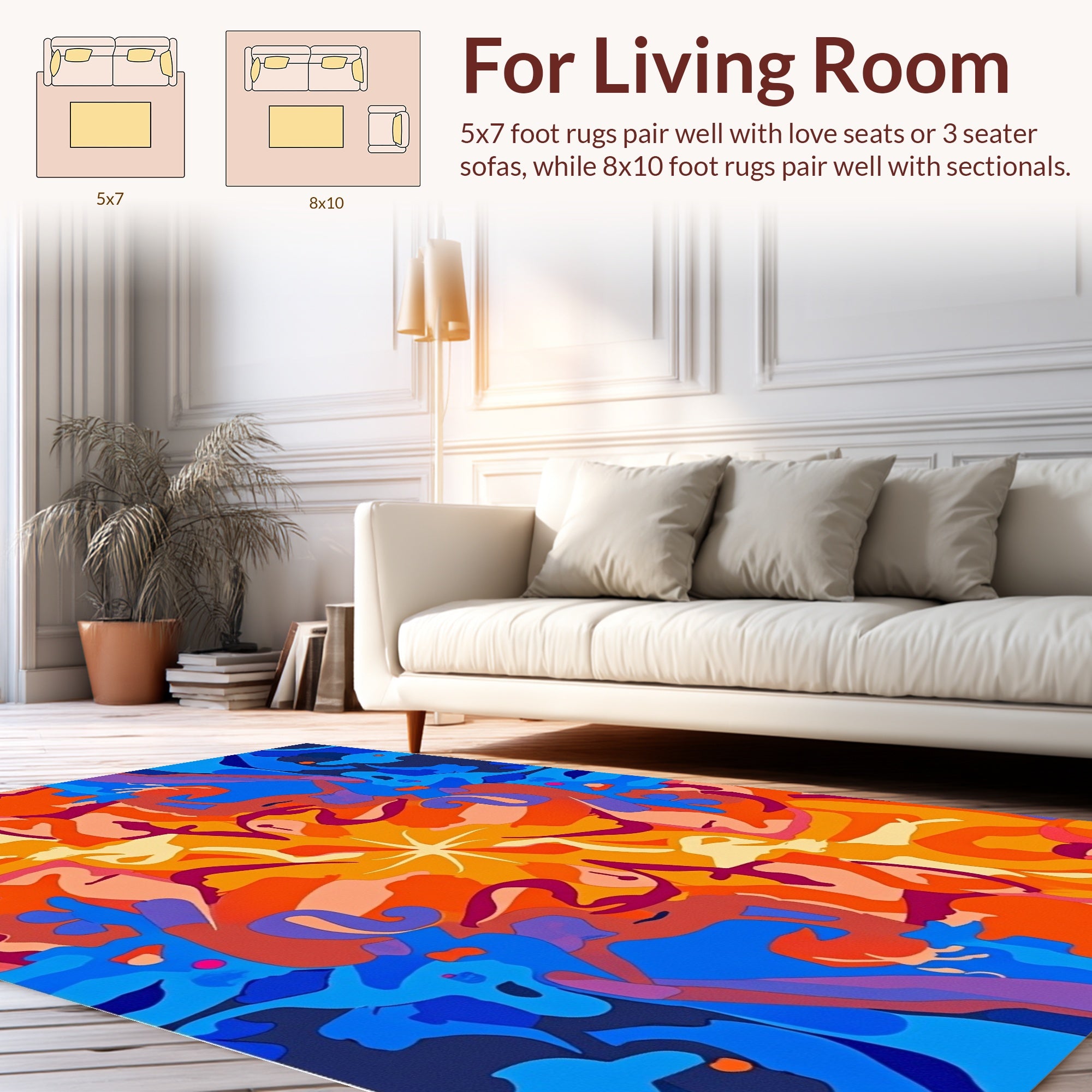 Blazing Sunburst Abstract Pattern Rug