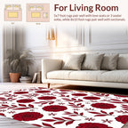 Deep Red Rose Leaf Pattern Rug