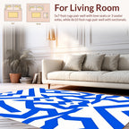 Bold Abstract Blue Geometric Design Rug