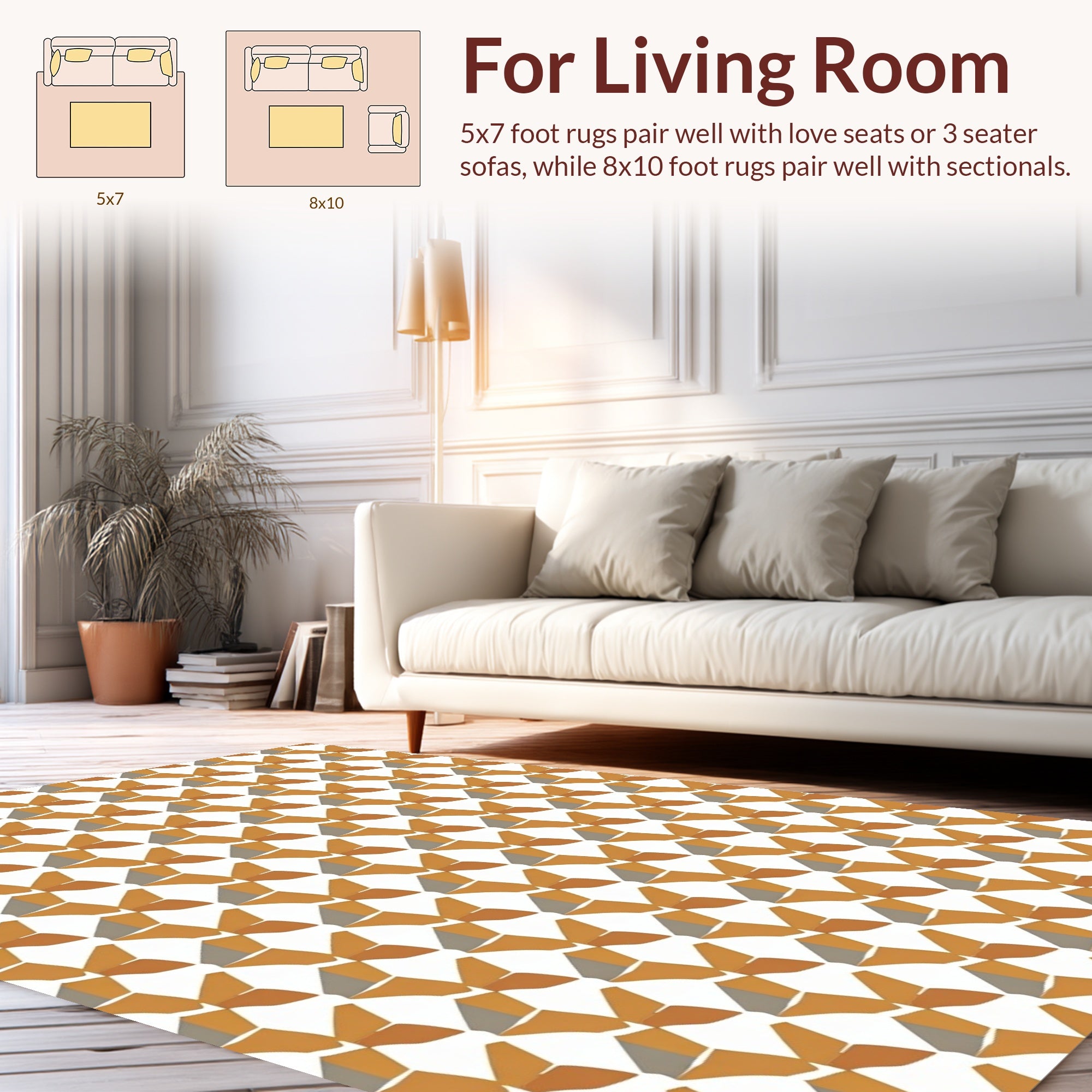 Modern Geometric Autumn Tones Pattern Rug