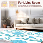 Blue Floral Branch Pattern Rug