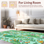 Tropical Floral Pattern Teal Rug