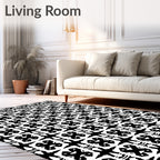 Bold Black White Geometric Pattern Rug
