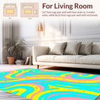 Whimsical Wavy Pink Yellow Turquoise Star Rug