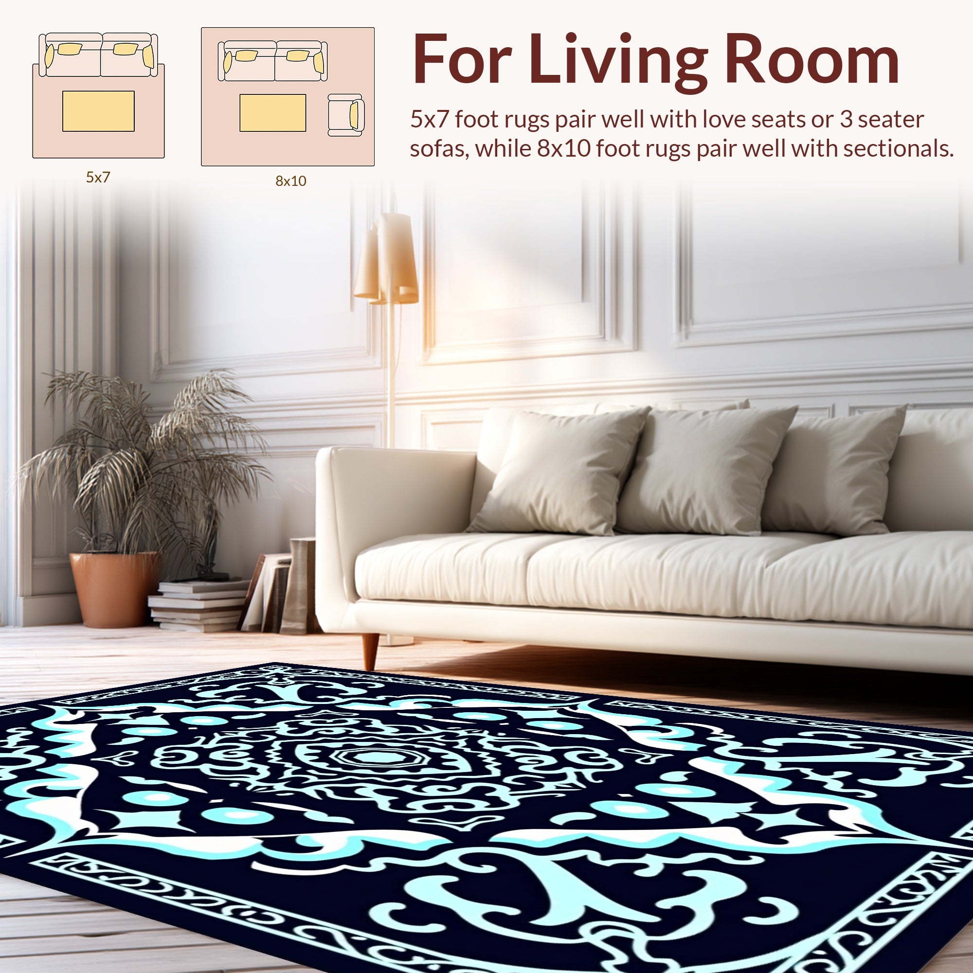 Classic Intricate Floral Symmetry Pattern Rug