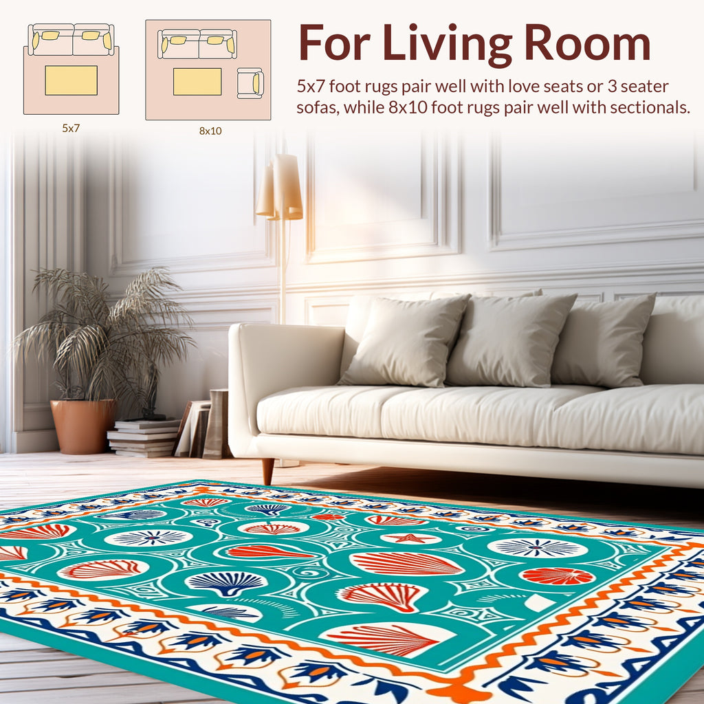 Coastal Shell Starfish Pattern Rug