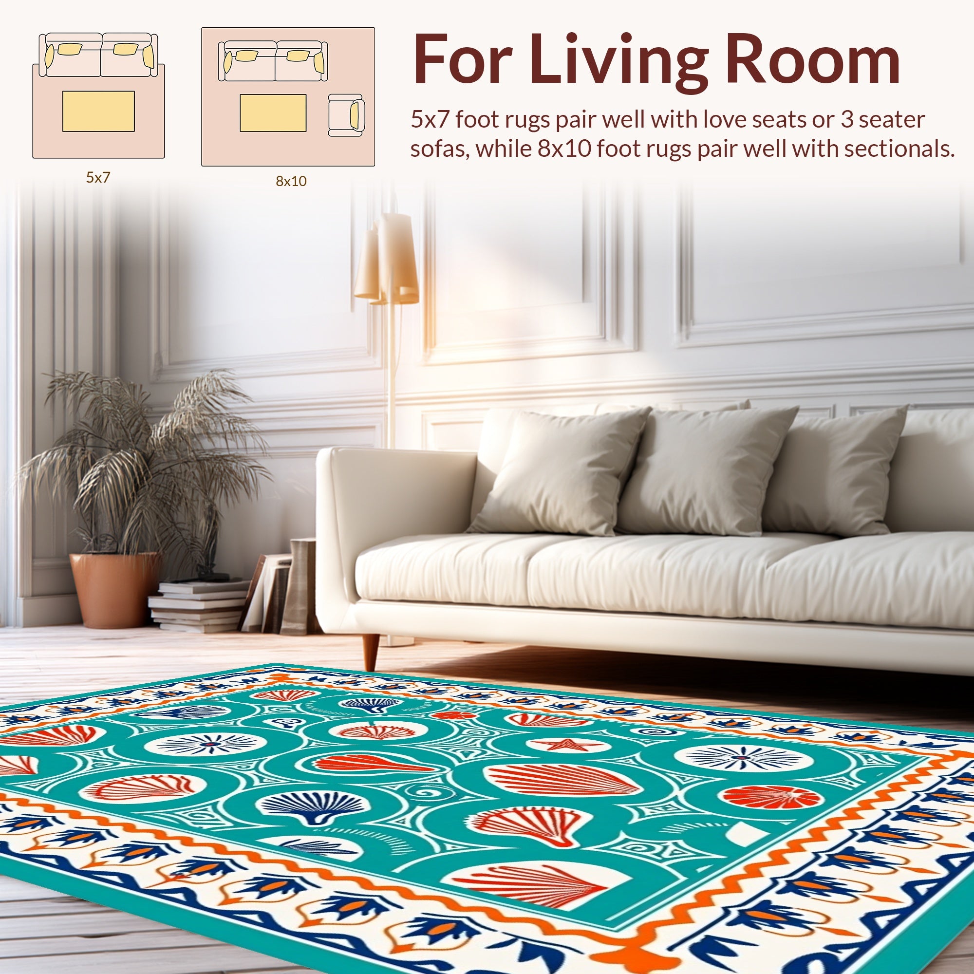 Coastal Shell Starfish Pattern Rug