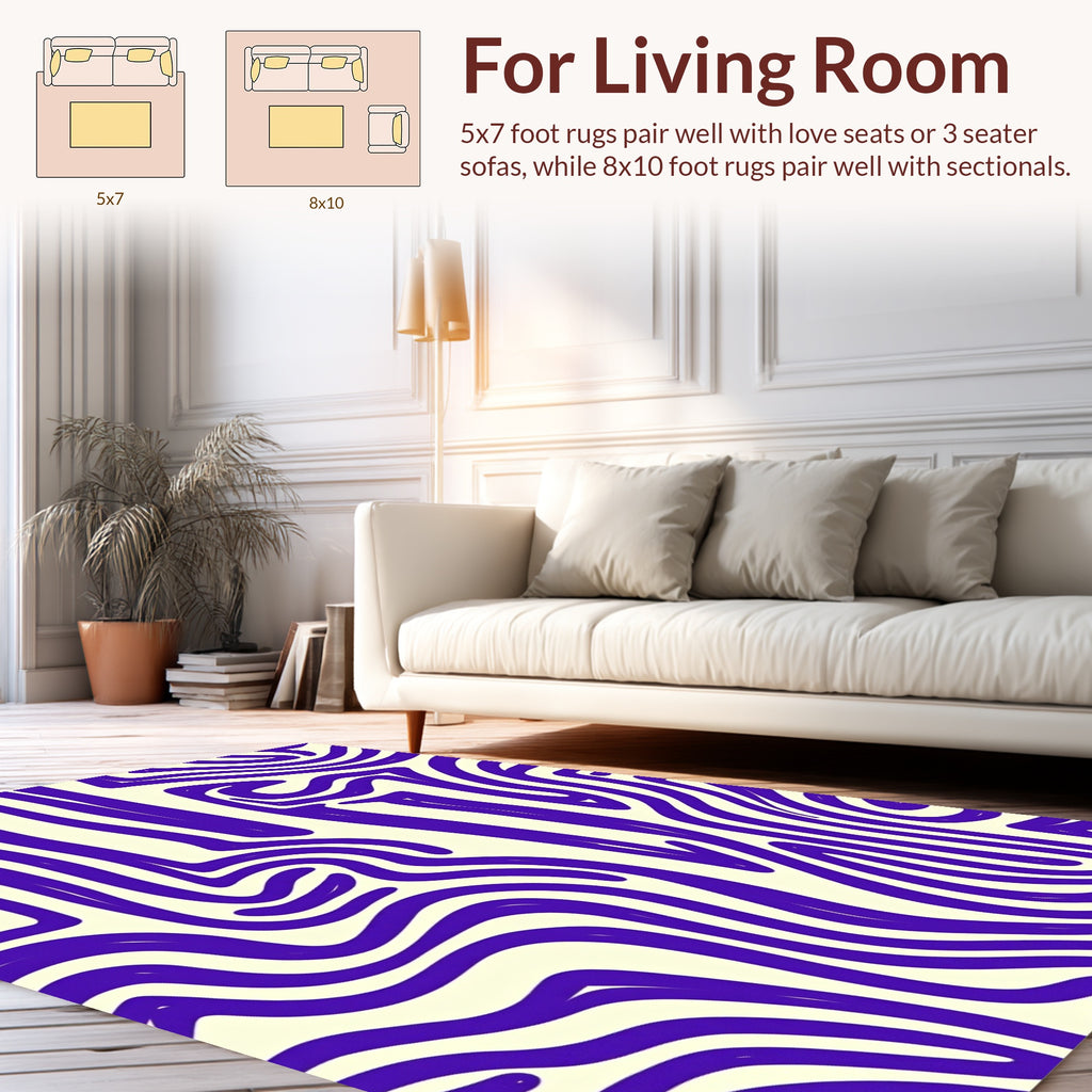 Vibrant Purple Wavy Line Art Rug