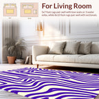 Vibrant Purple Wavy Line Art Rug