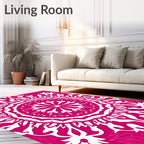Pink Mandala Floral Design Rug