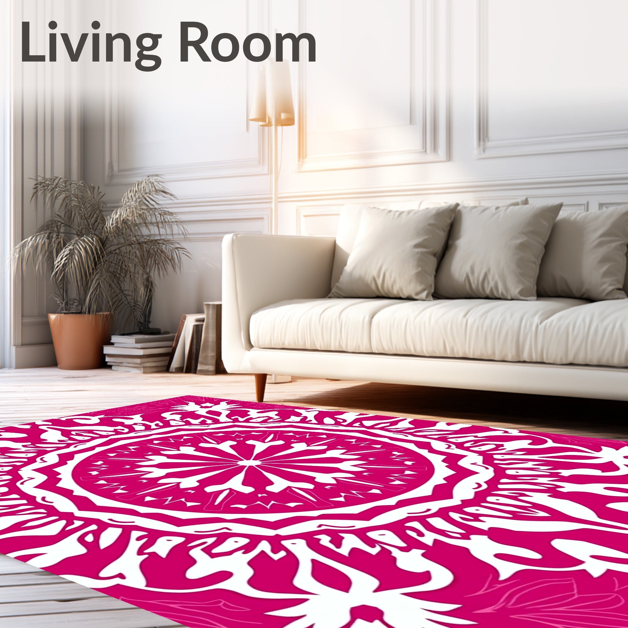 Pink Mandala Floral Design Rug