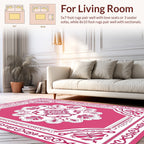 Elegant Pink Floral Medallion Border Rug