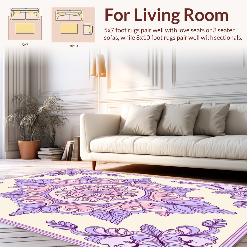Floral Mandala With Lavender Accents Rug