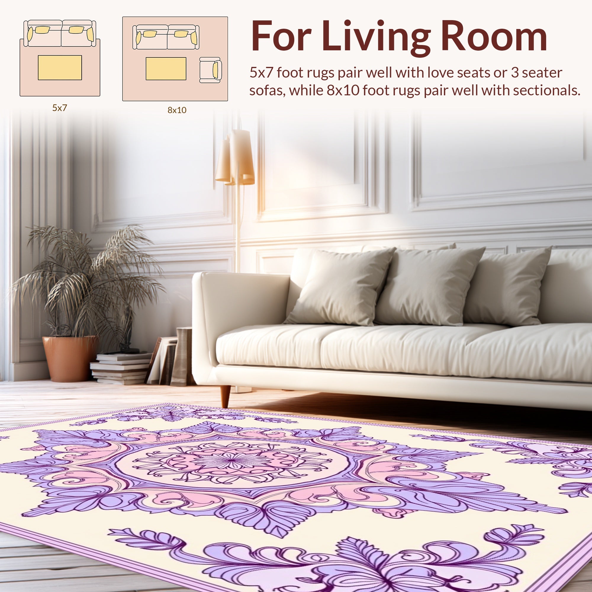 Floral Mandala With Lavender Accents Rug