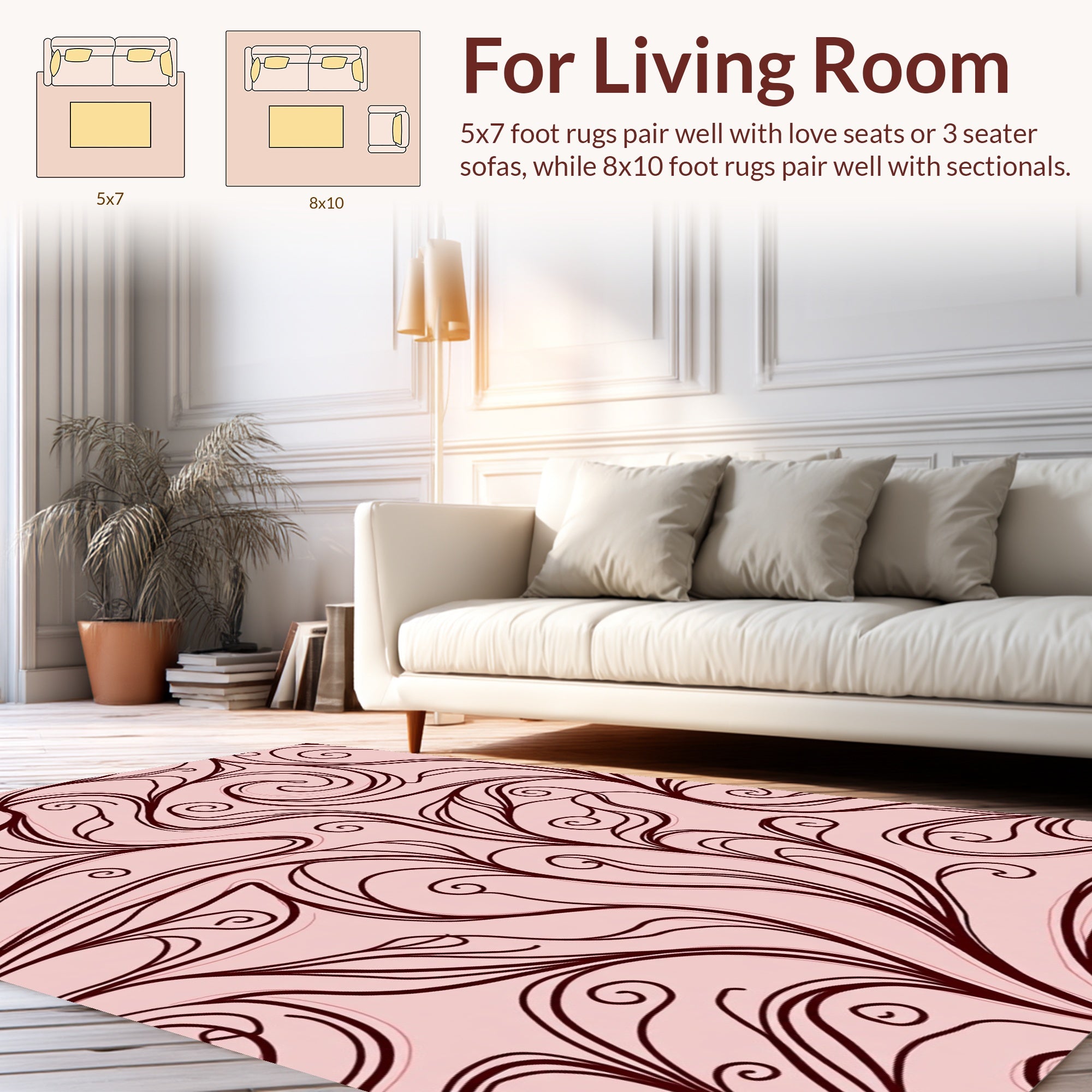 Swirling Vine Leaf Abstract Pattern Rug