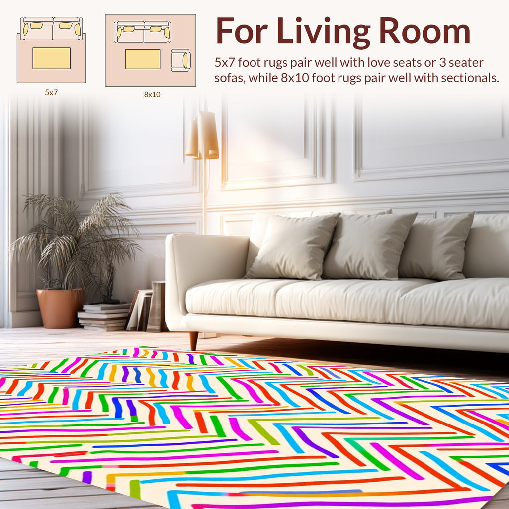 Multi Color Wavy Stripe Pattern Rug