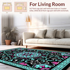 Bold Teal Pink Mandala Floral Pattern Rug