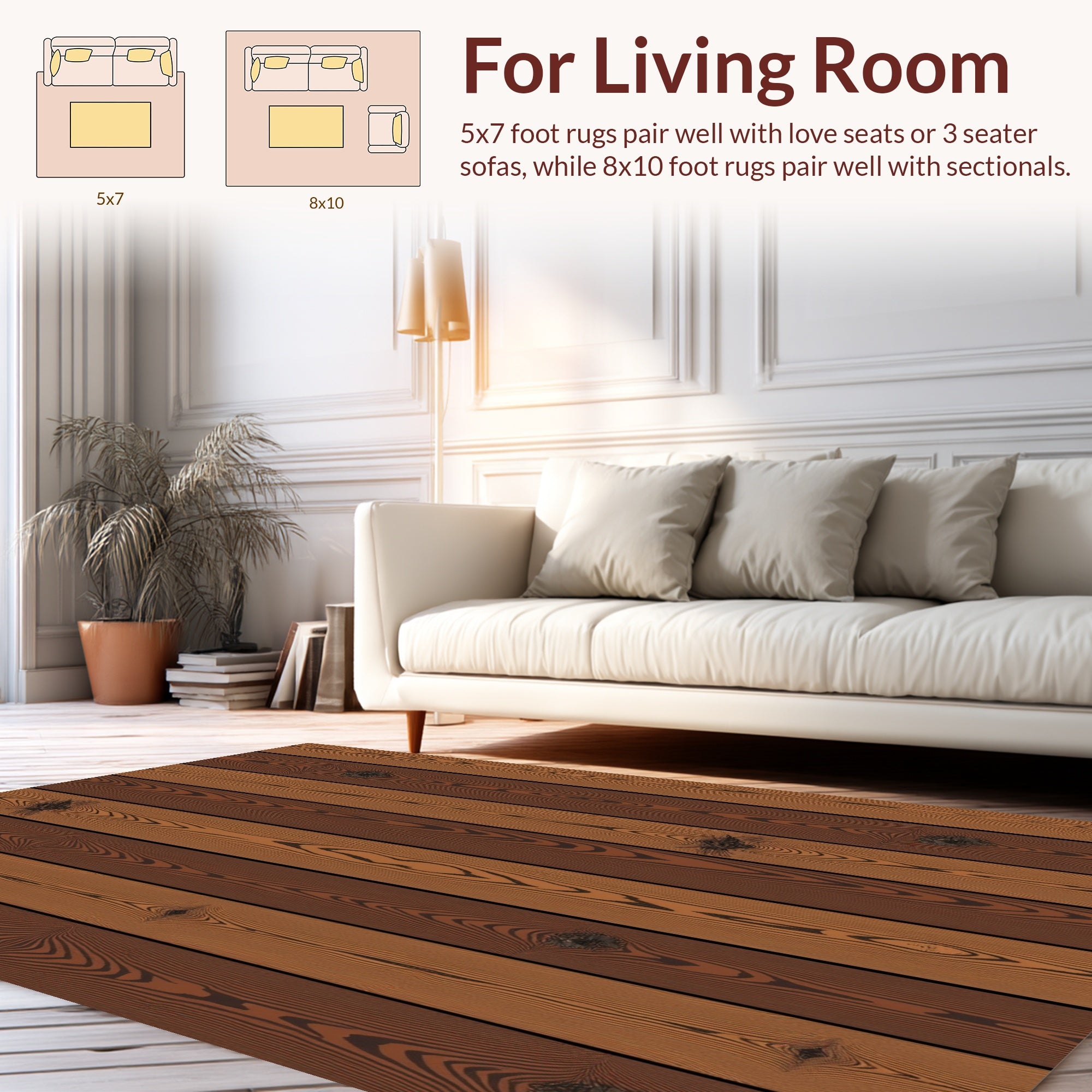 Warm Rustic Wood Grain Pattern Rug