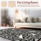 Intricate Black White Symmetrical Pattern Rug